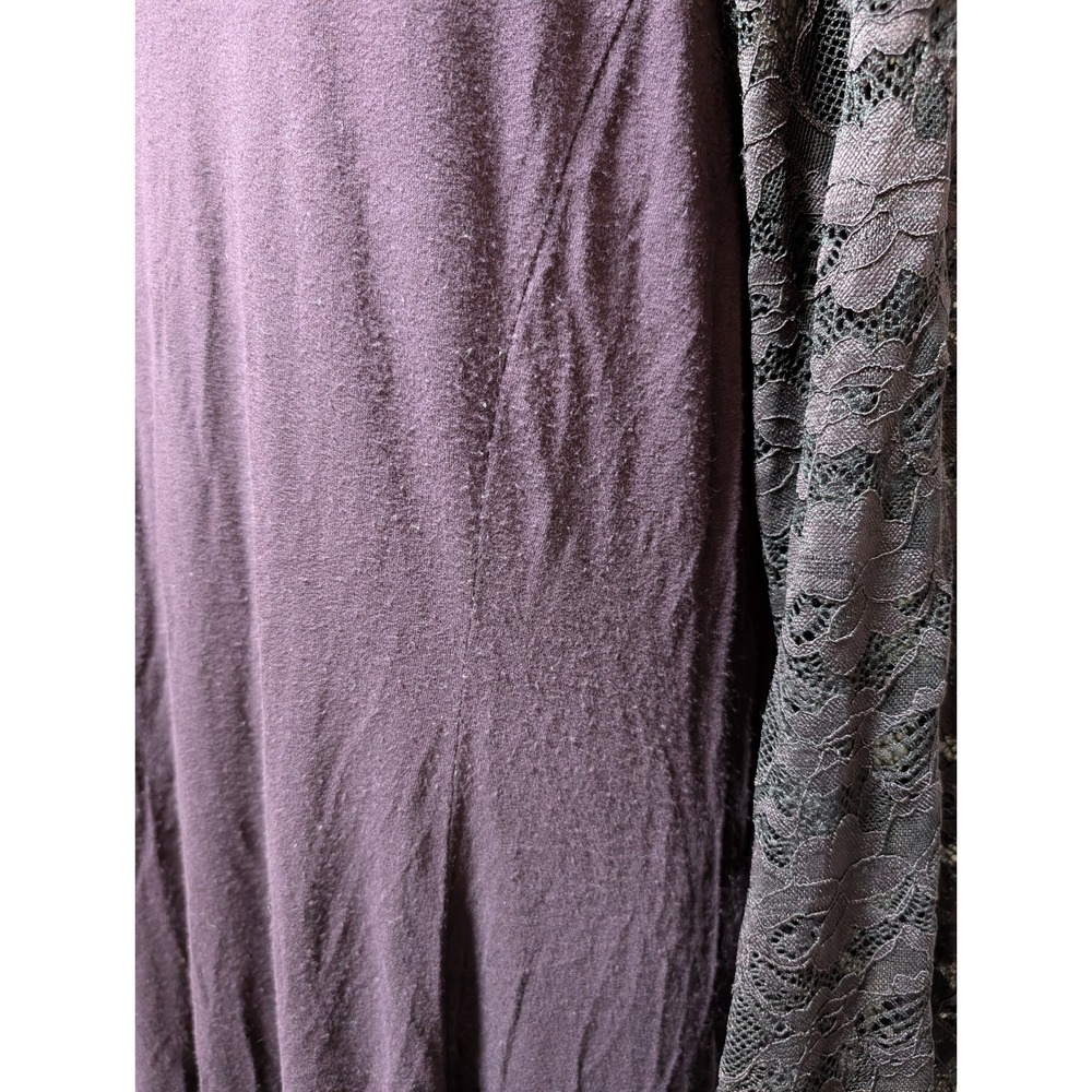 Apt. 9 Women's Dark Purple Floral‎ Lace Sleeve Shift Dress Size Large - Picture 10 of 10